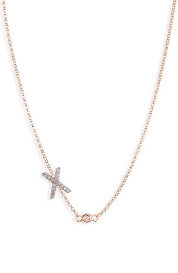 Meshmerise Bezel Diamond Initial Chain Necklace In Rose-x