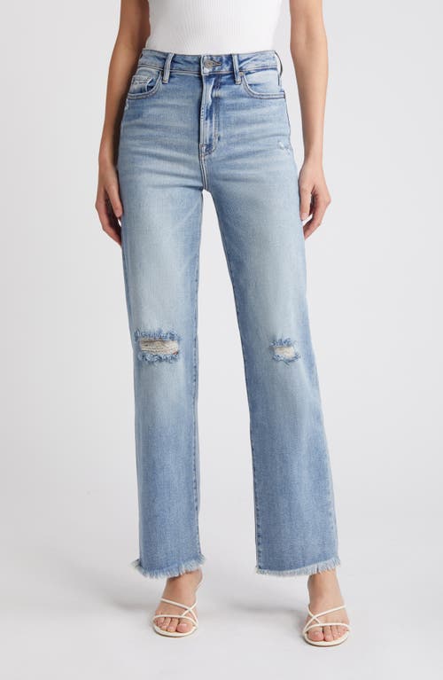 Distressed Straight Leg Jeans in Medium Wash