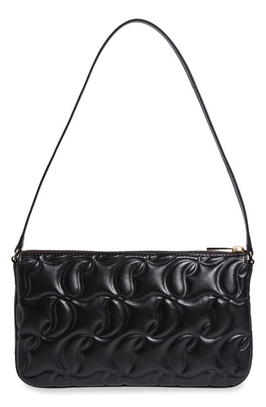 Shop Christian Louboutin Loubila Monogram Quilted Leather Shoulder Bag In Cm53 Black/ Black