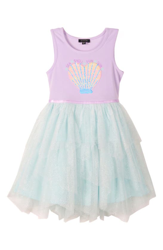 Zunie Kids' Flip Sequin Tank Dress In Lavender/ Aqua