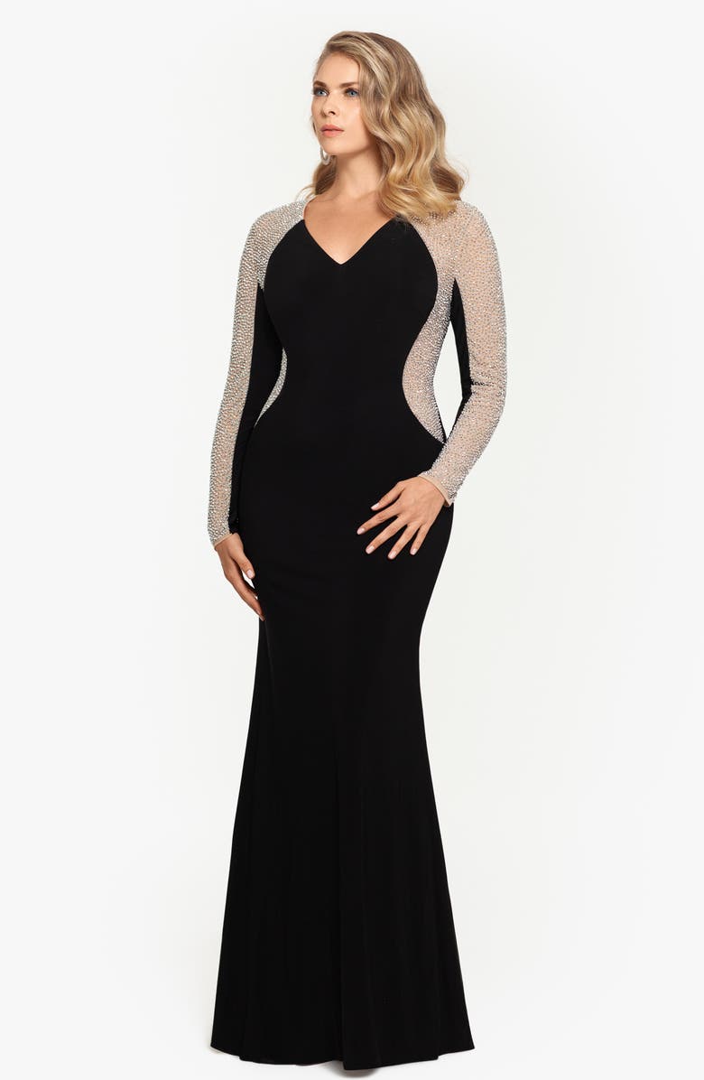 Xscape Crystal Beaded Long Sleeve Gown | Nordstrom