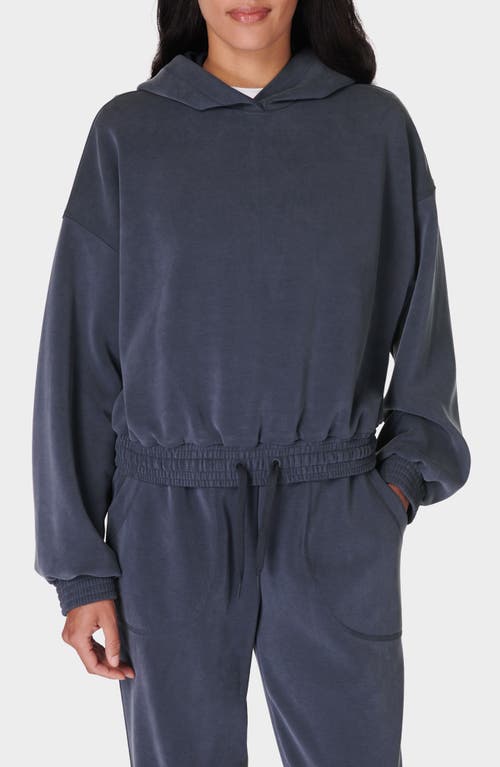 Shop Sweaty Betty Sand Wash Crop Hoodie In Navy Blue