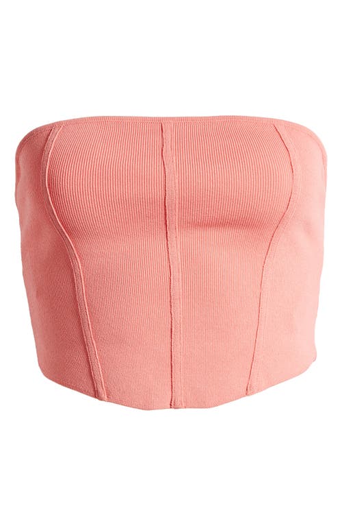 LA Hearts Bridgette Corset Sweater Tube Top in Peach Blossom