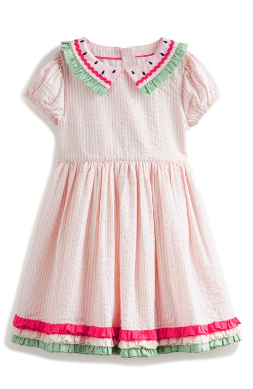 Mini Boden Kids' Collared Cotton Gauze Dress In Ballet Pink/ivory Stripe