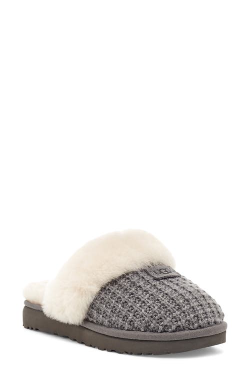 UGG(R) Cozy Knit Genuine Shearling Slipper in Charcoal Knit