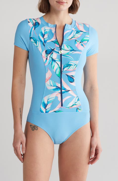 Exclusive Denim Suspender Style One Piece Swimsuit – Sunset and Swim