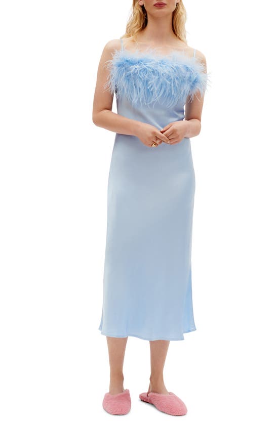 SLEEPER BOHEME NIGHTGOWN WITH REMOVABLE OSTRICH FEATHER TRIM