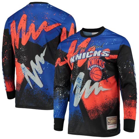 Mitchell & Ness NBA New York Knicks Black Cotton Leather Trim Sweatshirt  Men's
