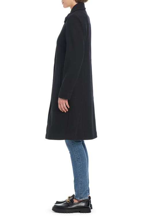 Shop Kate Spade New York Imitation Pearl Button Wool Blend Coat In Black