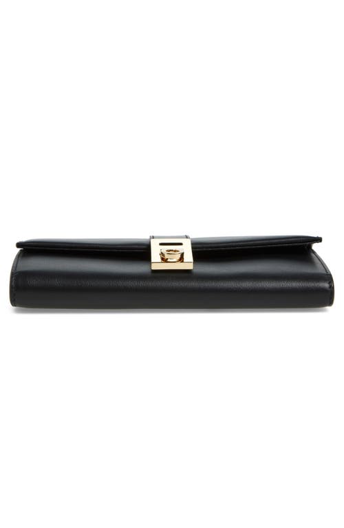Ferragamo Hug Leather Wallet On A Chain In Nero
