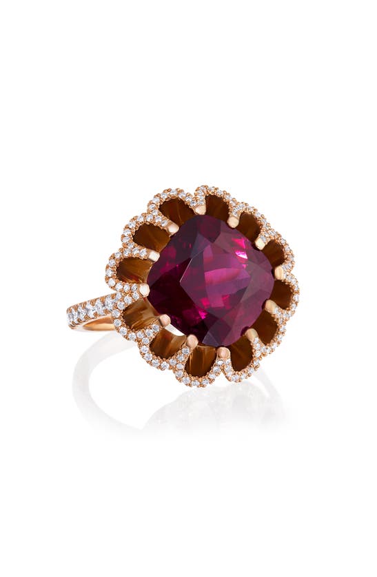 Shop Mindi Mond Imperial Hues Garnet & Diamond Ring In 18k Rose Gold