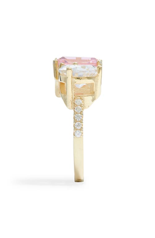 Shymi Cubic Zirconia Cocktail Ring In Gold/pink