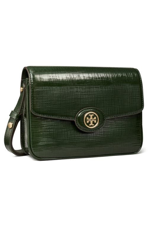 Shop Tory Burch Robinson Crosshatched Leather Convertible Crossbody Bag In Dark Everglade