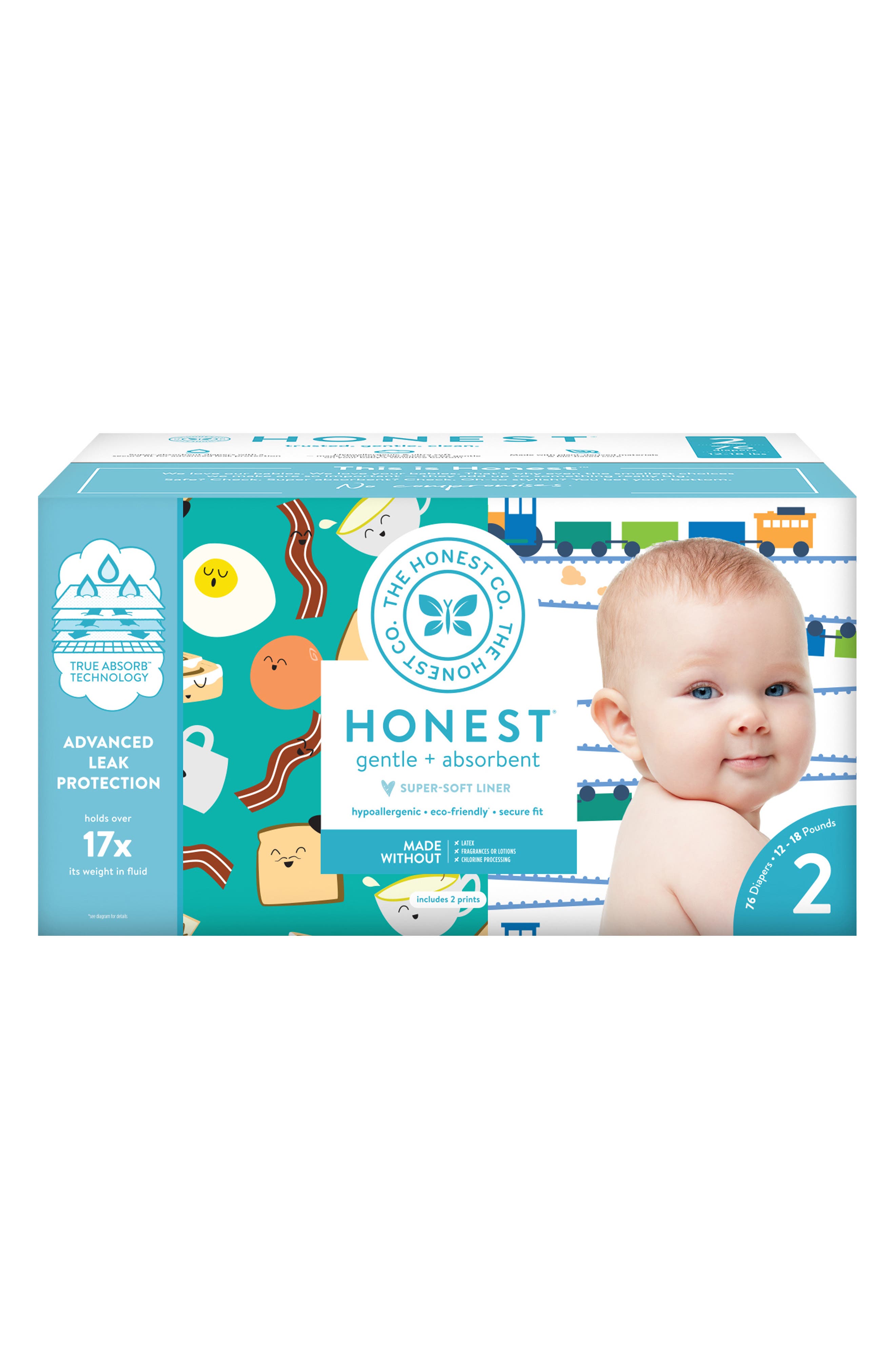 The Honest Company Clean Conscious Disposable Diapers Turtle Time & Dots + Dashes - Size 2 - 76ct