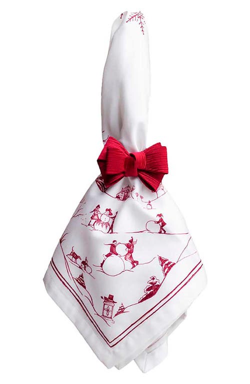 Shop Juliska Country Estate Winter Frolic Set Of 4 Napkins In Ruby