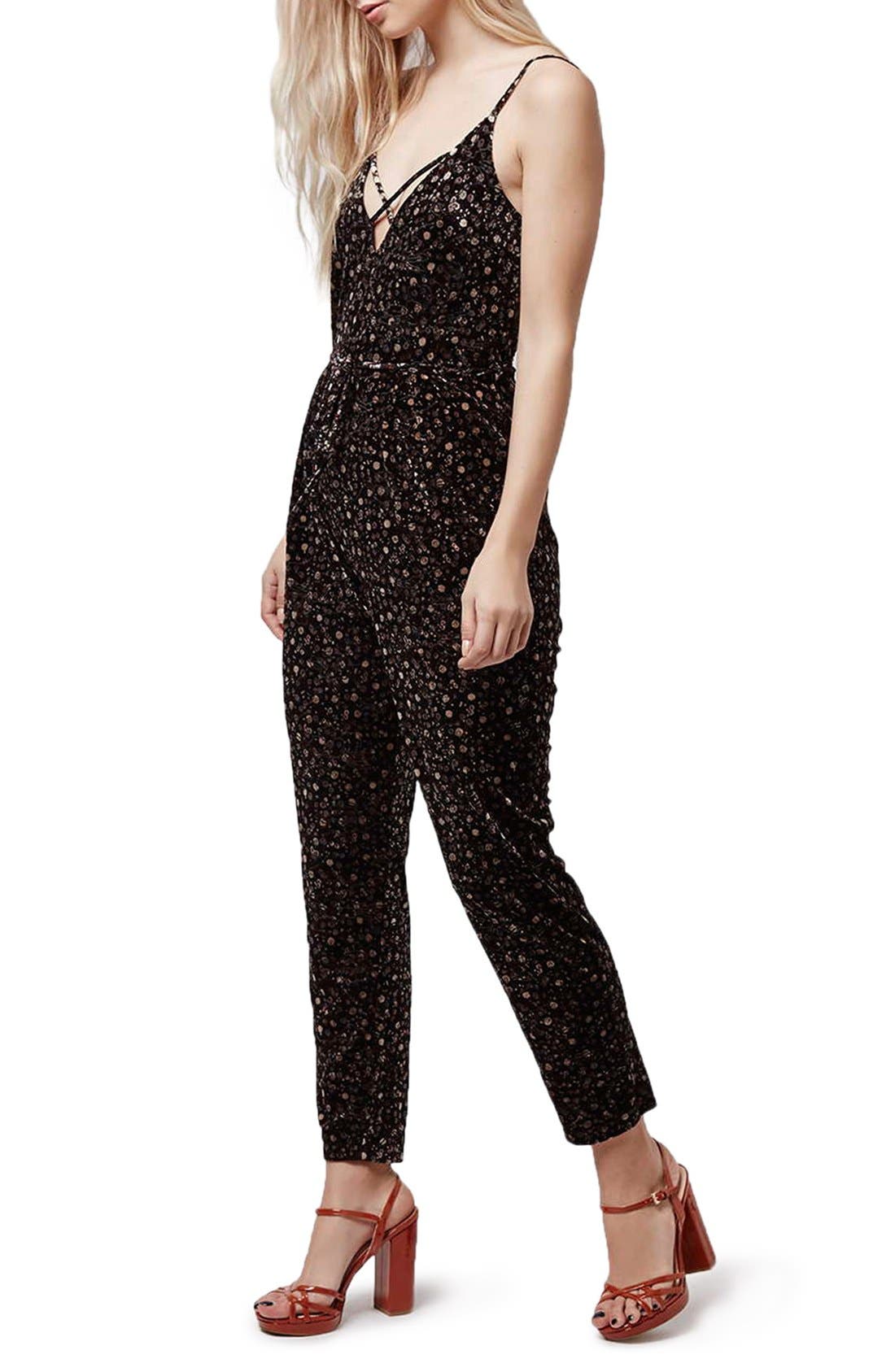 topshop velvet jumpsuit