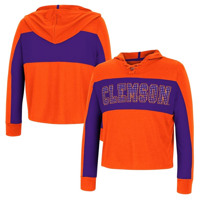 Colosseum Kids' Girls Youth  Orange Clemson Tigers Galooks Hoodie Lace-up Long Sleeve T-shirt
