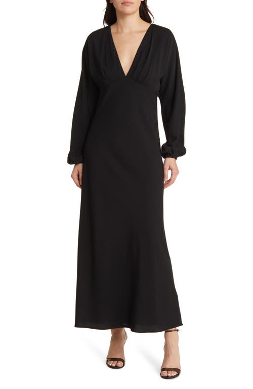 Long Sleeve Open Back Dress in Black