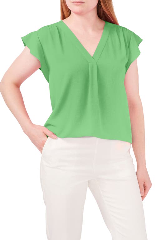 Print Flutter Sleeve Blouse in Vibrant Green 359