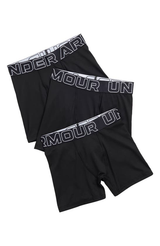 Shop Under Armour Kids' 3-pack Performance Tech Boxer Briefs In Black