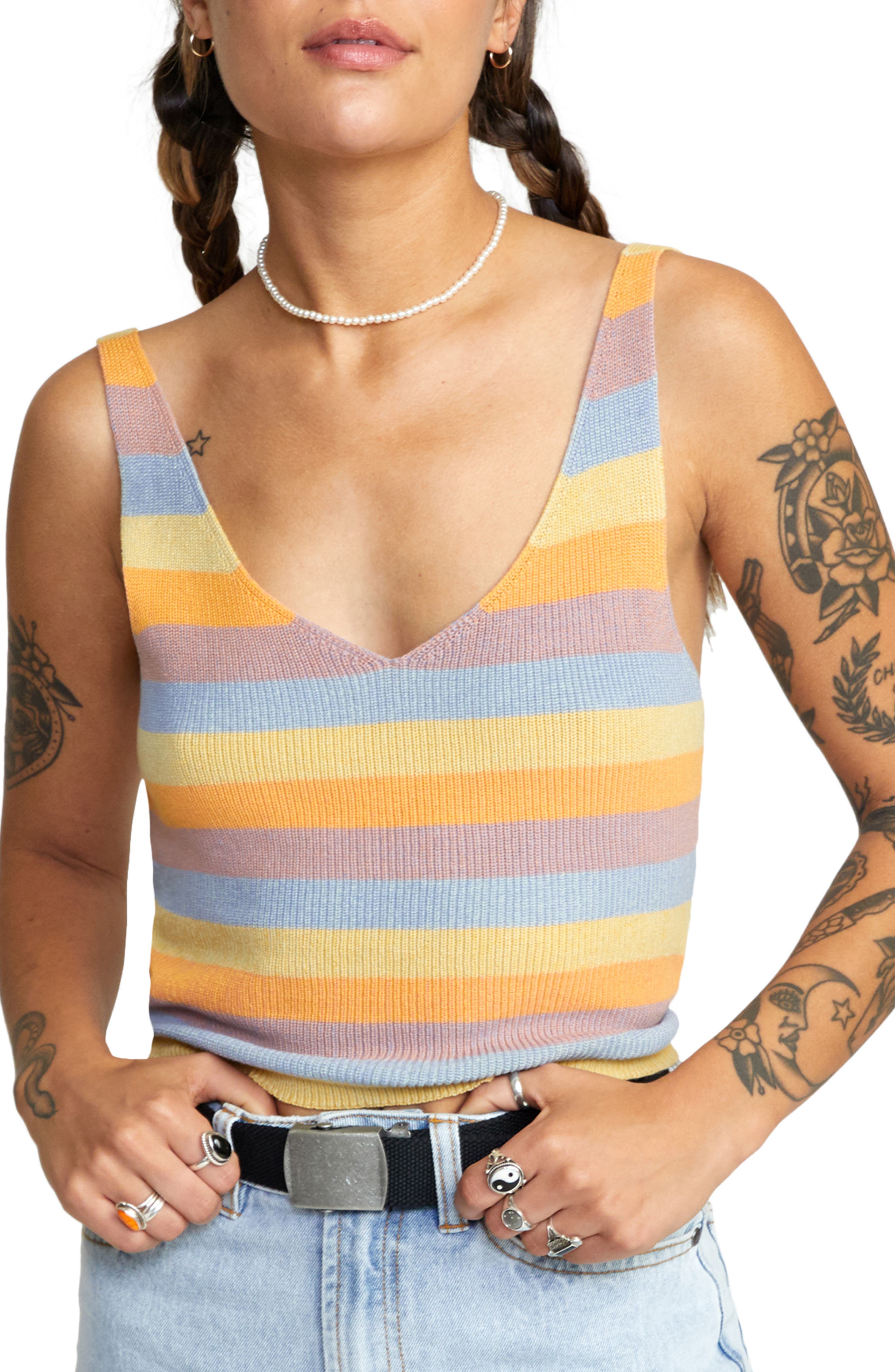 RVCA Womens Murphy Stripe Short Sleeve Crew Neck T-Shirt