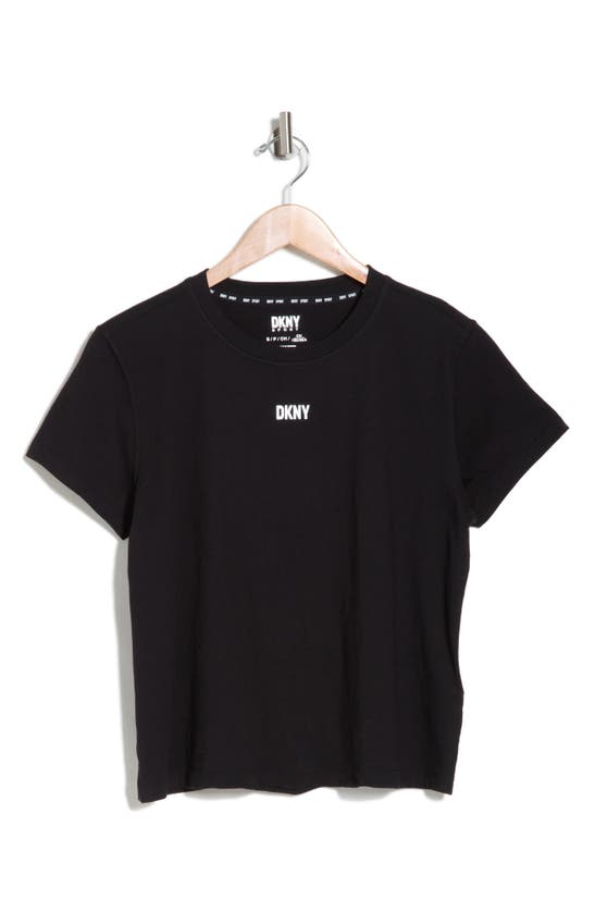 Shop Dkny Knot Front Cotton T-shirt In Black
