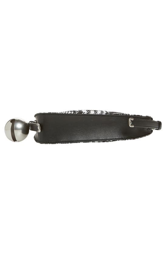 Shop Burberry Small Shield Check Shoulder Bag In Black/ White