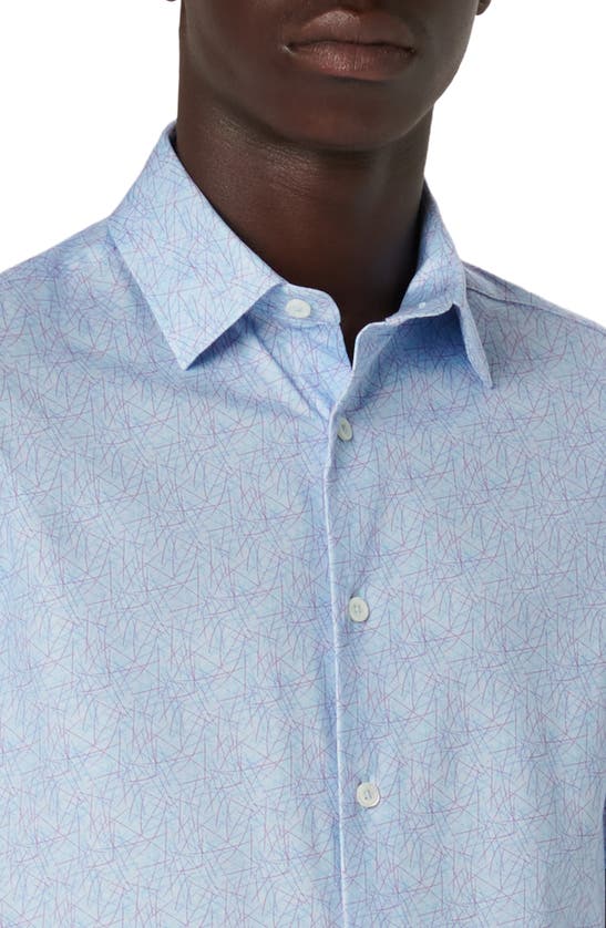 Shop Bugatchi Milo Ooohcotton® Print Short Sleeve Button-up Shirt In Air Blue