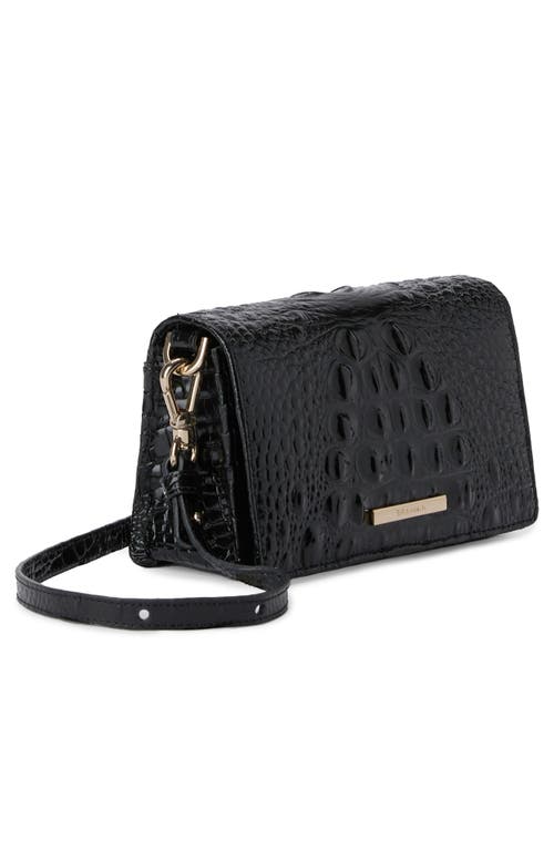 Brahmin Minuette Croc Embossed Leather Crossbody Bag In Black