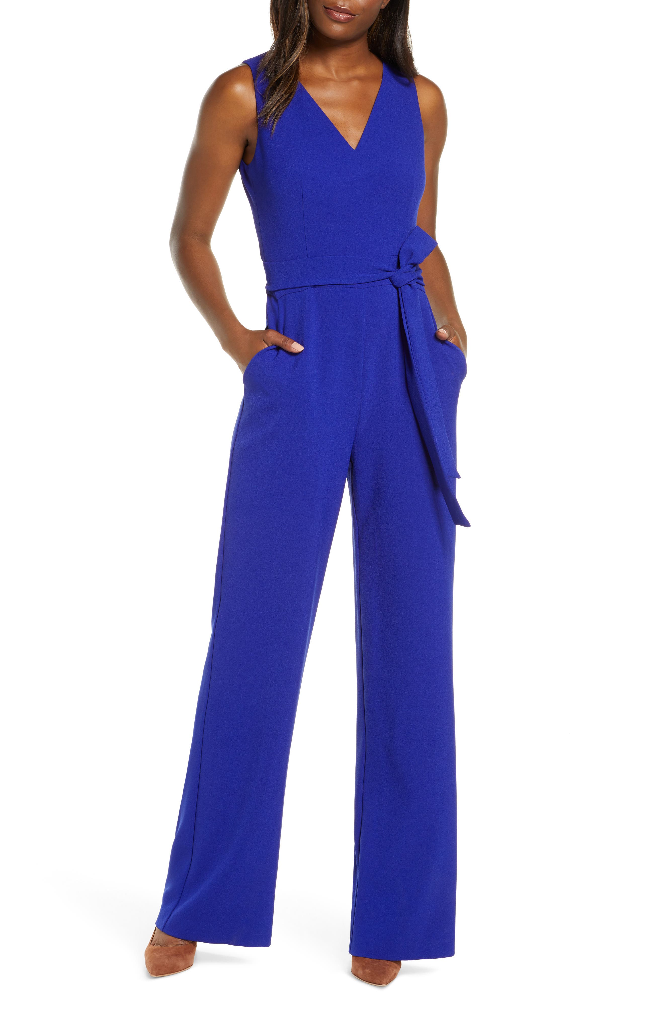 VINCE CAMUTO TIE FRONT WIDE LEG JUMPSUIT,689886445916