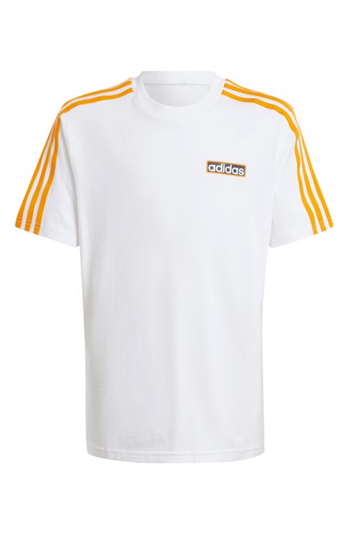 adidas Kids' Logo Cotton Graphic T-Shirt White/Orange at