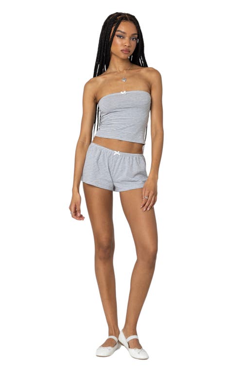 Edikted Astor Stripe Shorts In Gray-and-white