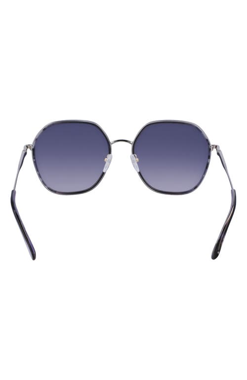 Longchamp Roseau 58mm Gradient Rectangular Sunglasses In Silver/black Camou