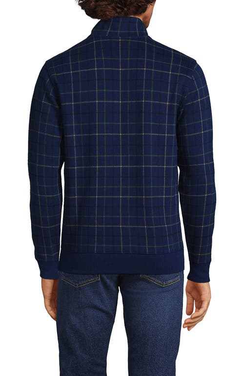 Shop Lands' End Bedford Rib Quarter Zip Sweater In Navy/estate Green Plaid