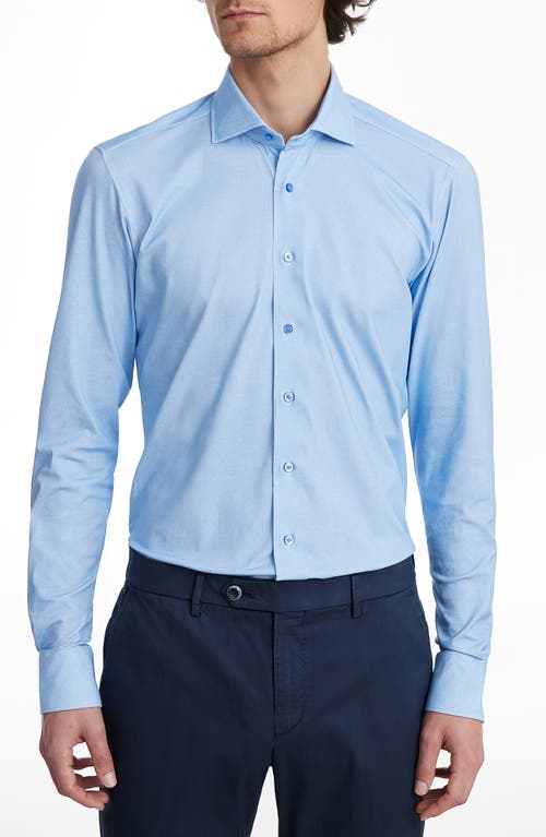 Shop Emanuel Berg Modern Fit 4flex Knit Dress Shirt In Bright Blue