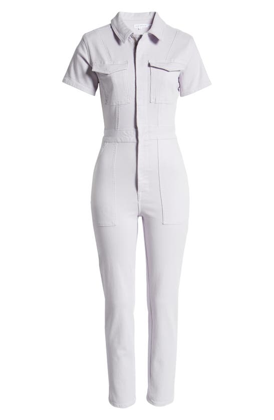 Good American Fit For Success Stretch Cotton Twill Jumpsuit In Lilac Mist001