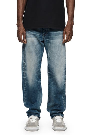 Purple Brand P001 Straight Leg Jeans In Mid Indigo Three Year