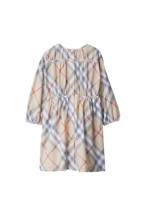 Shop Burberry Check Cotton Dress In Pale Stone