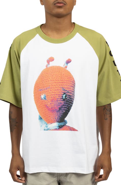Alien Raglan Sleeve Cotton Graphic T-Shirt