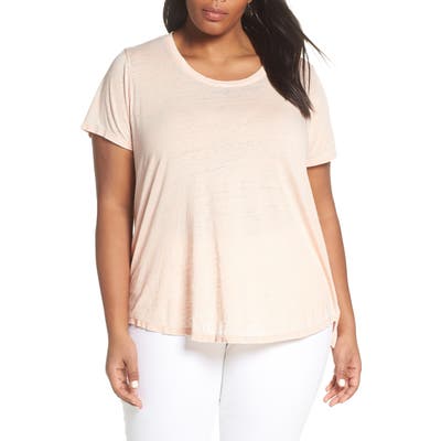 Plus Size Vince Camuto Scooped Burnout Tee, Orange