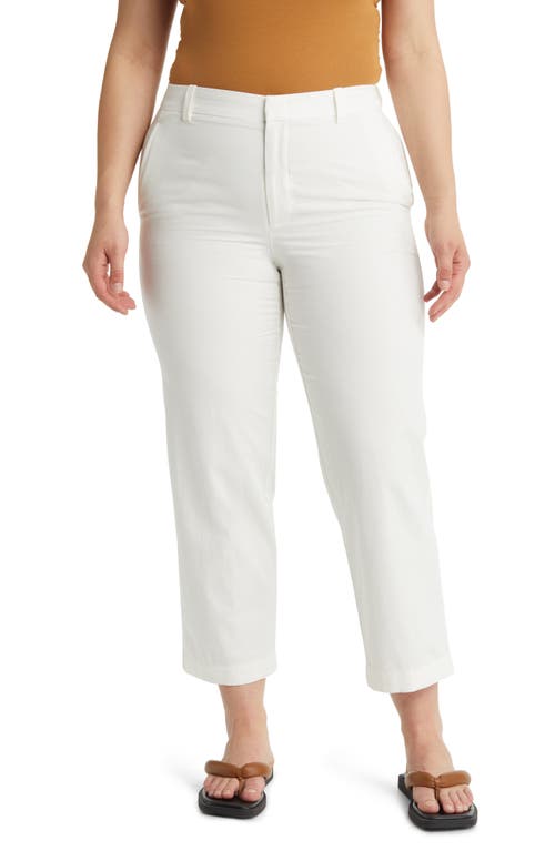 Vince Mid-rise Washed Cotton Cropped Pants In Off White