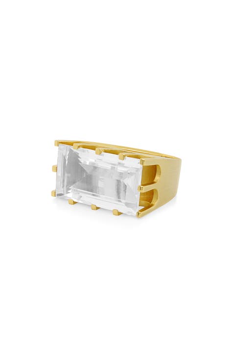 Baguette-Cut Crystal Quartz Castle Ring