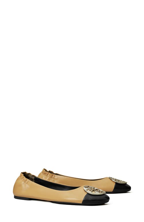 Tory Burch Claire Cap Toe Ballet Flat Ginger Shortbread /Black at Nordstrom,