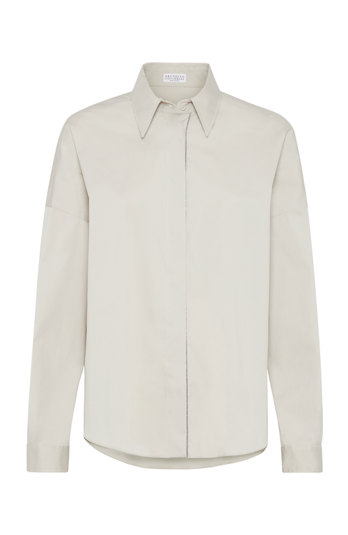 Shop Brunello Cucinelli Poplin Shirt In Oat