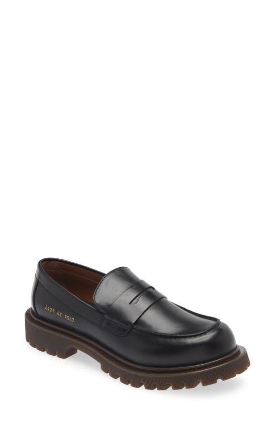 Shop Common Projects Lug Sole Penny Loafer In Black