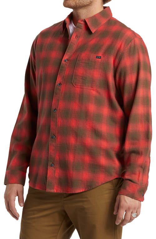 Shop Billabong Coastline Plaid Cotton Flannel Button-up Shirt In Red