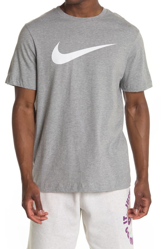 Shop Nike Icon Swoosh Cotton Graphic T-shirt In D Gr H/white