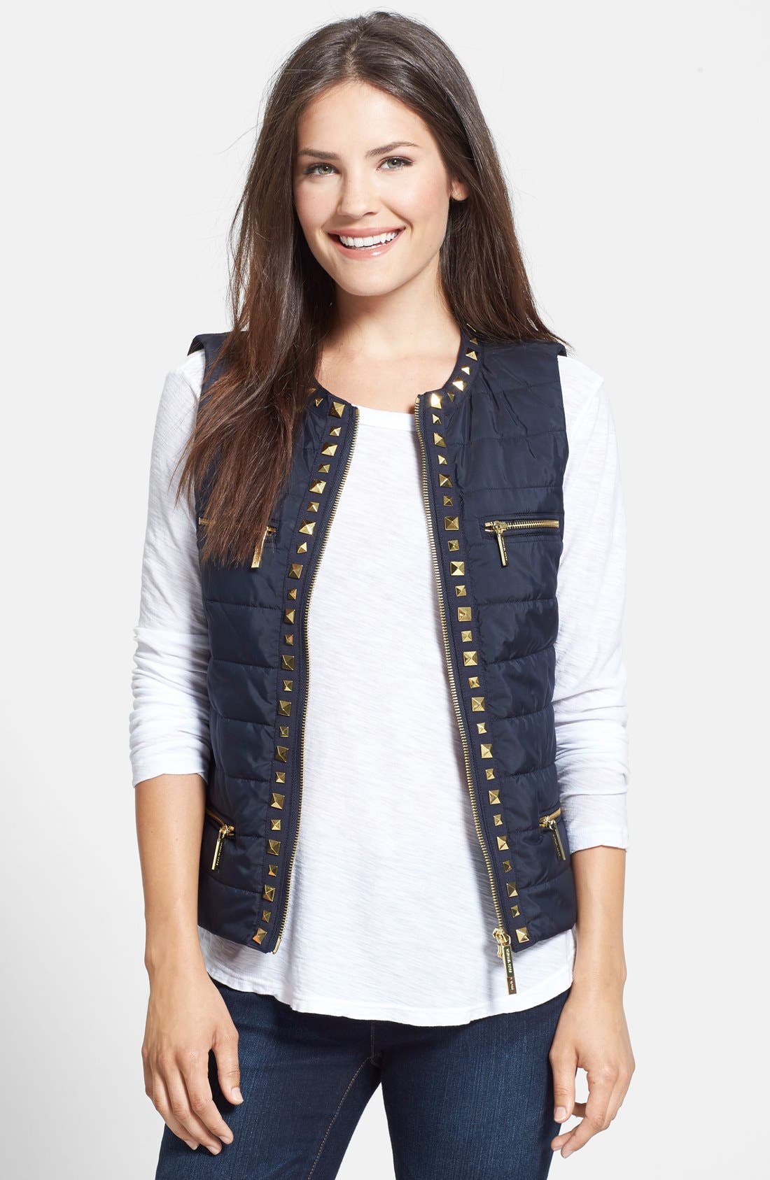 MICHAEL Michael Kors Studded Puffer Vest (Petite) Nordstrom