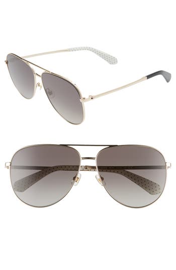 Shop Kate Spade New York Isla 61mm Aviator Sunglasses In Gold/black/grey