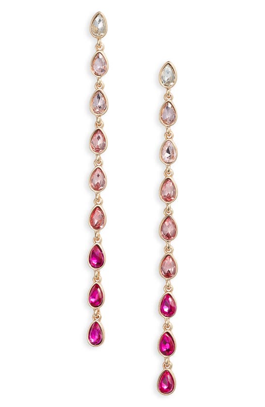 Shop Nordstrom Teardrop Linear Drop Earrings In Pink Ombre- Gold